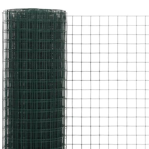 Hønsenet stål med PVC-belægning 10 x 1,5 m grøn