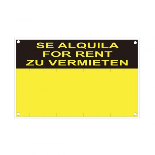 Normaluz udlejningsskilt - For rent/Se alquila/Zu vermieten, PVC 45 × 70 cm