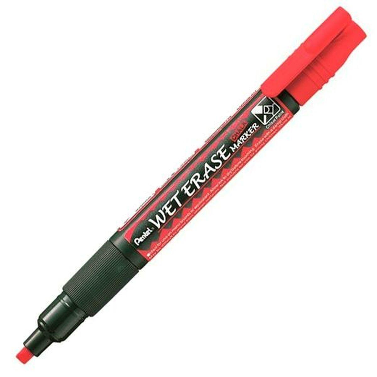 Flydende Kridtmarkør Pentel Wet Erase Rød 12 Dele