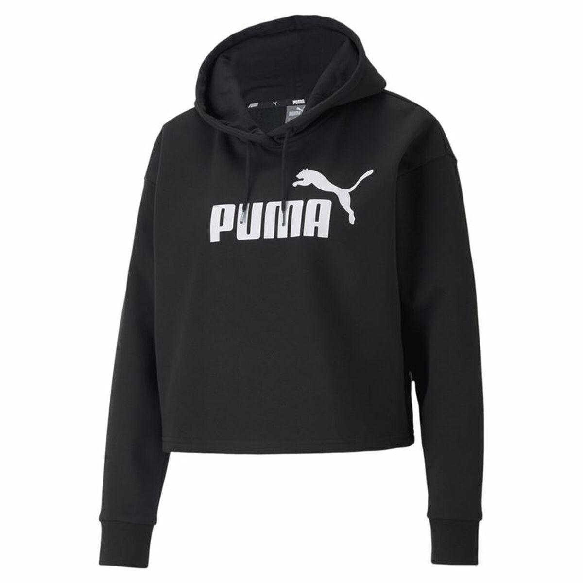 Hættetrøje Til Kvinde Puma Essentials Cropped Logo Sort