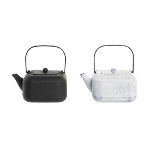 Tekande DKD Home Decor Sort Rustfrit stål Hvid (1,2 L) (2 enheder)