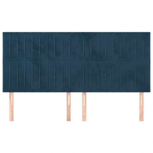 Sengegavl i mørkeblå fløjl - 160 x 5 x 118/128 cm