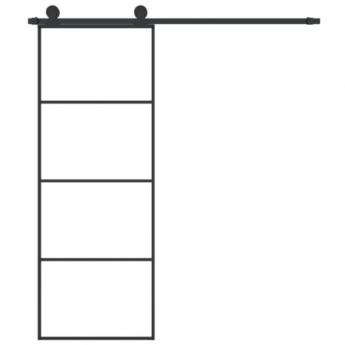 Skydedør med hardwaresæt 76x205 cm sikkerhedsglas aluminium