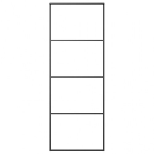 Skydedør med hardwaresæt 76x205 cm sikkerhedsglas aluminium