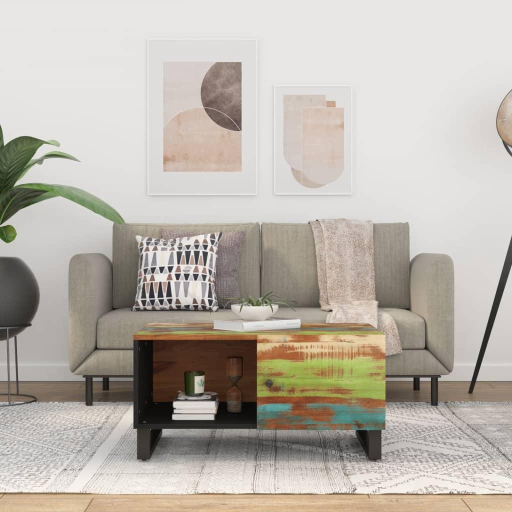 Sofabord 80x50x40 cm massivt genbrugstræ og konstrueret træ