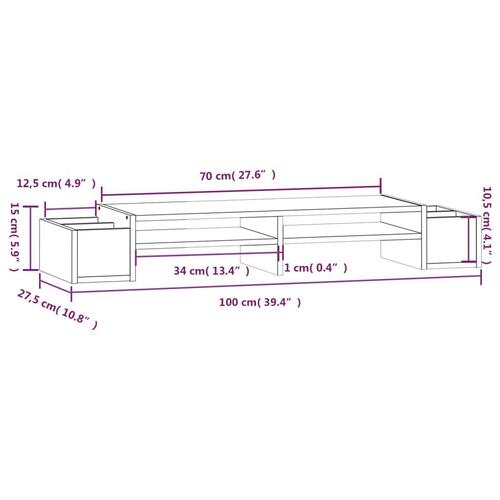 Skærmholder 100x27,5x15 cm massivt fyrretræ sort