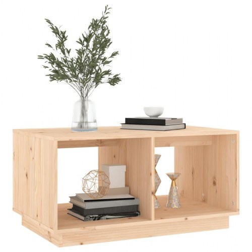 Sofabord i massivt fyrretræ - 80 × 50 × 40 cm, med opbevaring