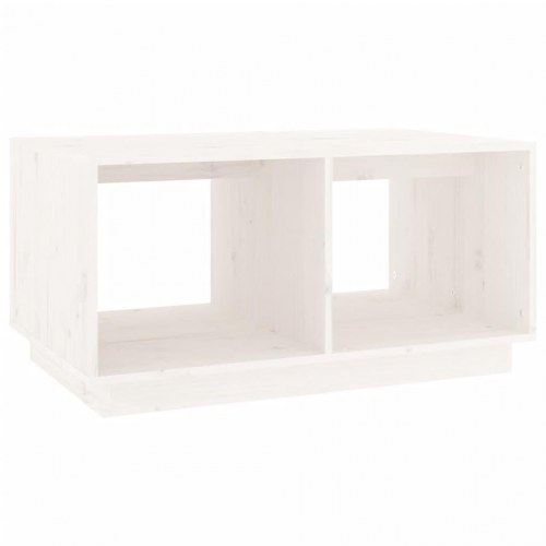 Sofabord i massivt fyr - hvid, 80 × 50 × 40 cm med opbevaring