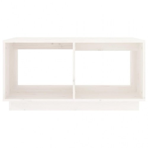 Sofabord i massivt fyr - hvid, 80 × 50 × 40 cm med opbevaring