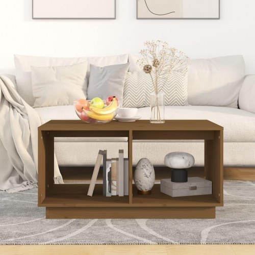 Sofabord i massivt fyrretræ 80 × 50 × 40 cm - gyldenbrun