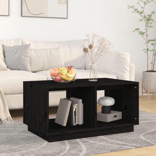 Sofabord i massivt fyrretræ - 80 × 50 × 40 cm, sort