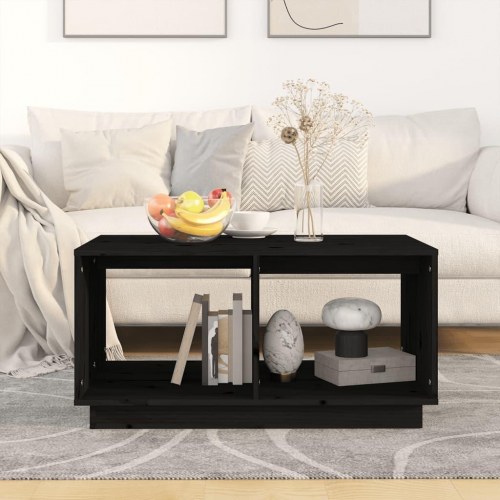 Sofabord i massivt fyrretræ - 80 × 50 × 40 cm, sort