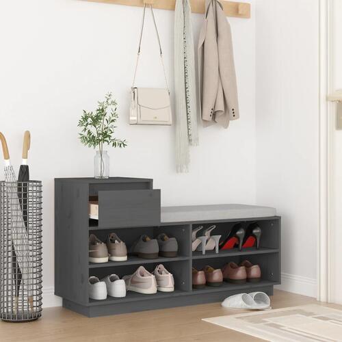 Skoreol 110x34x61 cm massivt fyrretræ grå