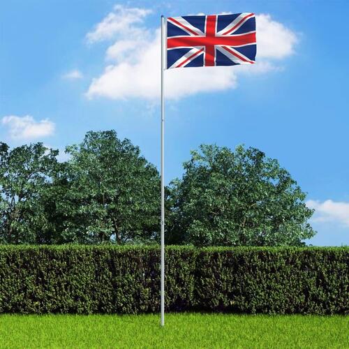 Storbritanniens flag og flagstang 6 m aluminium