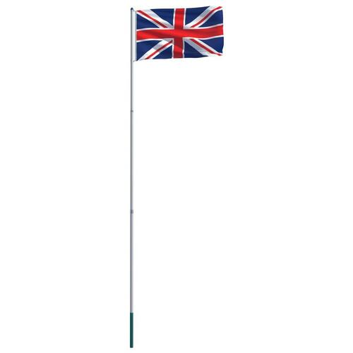Storbritanniens flag og flagstang 6 m aluminium