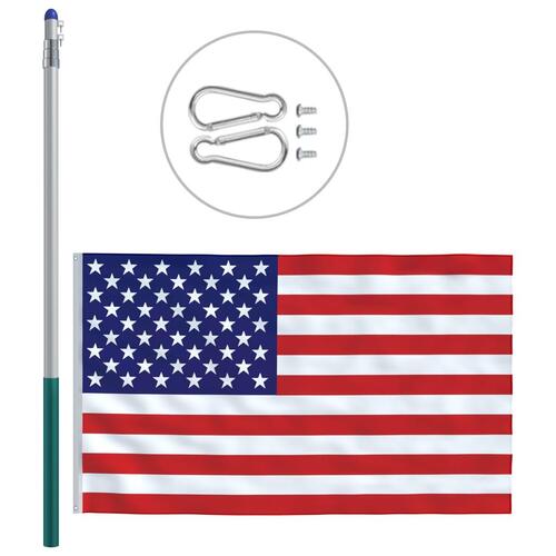 Det amerikanske flag og flagstang 6 m aluminium
