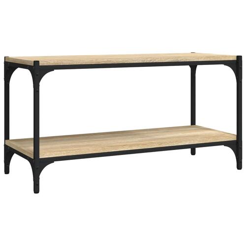Tv-bord 80x33x41 cm konstrueret træ og stål sonoma-eg