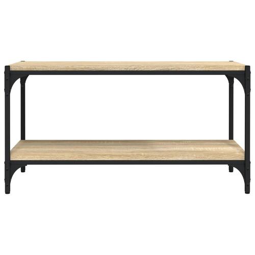 Tv-bord 80x33x41 cm konstrueret træ og stål sonoma-eg