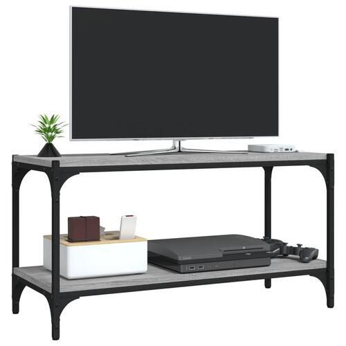Tv-bord 80x33x41 cm konstrueret træ og stål grå sonoma-eg