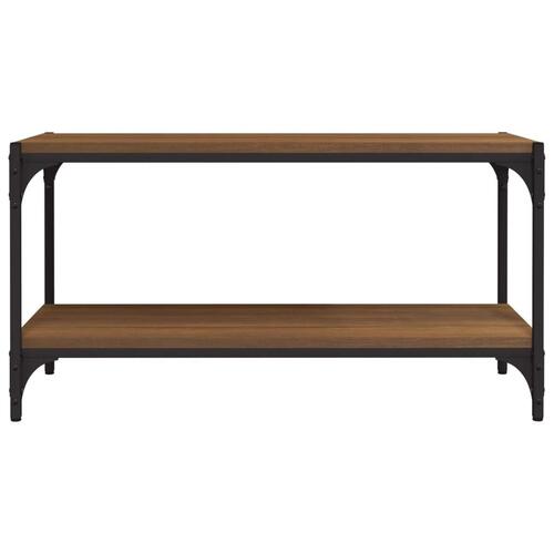 Tv-bord 80x33x41 cm konstrueret træ og stål brun egetræsfarve