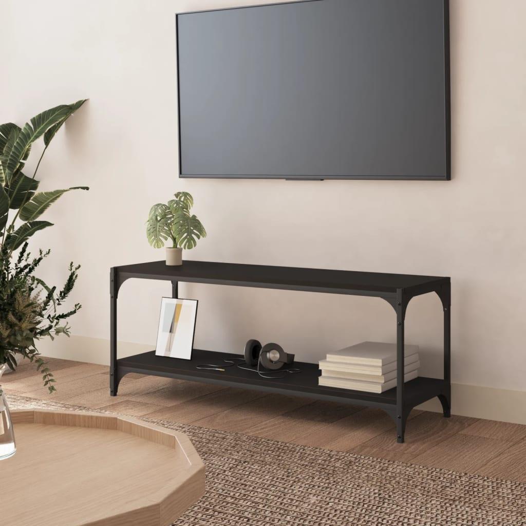 Tv-bord 100x33x41 cm konstrueret træ og stål sort