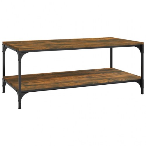 Sofabord 100x50x40 cm konstrueret træ røget egetræsfarve