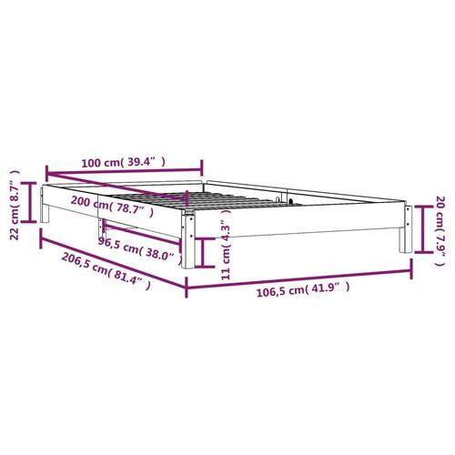 Stabelbar seng 100x200 cm massivt fyrretræ