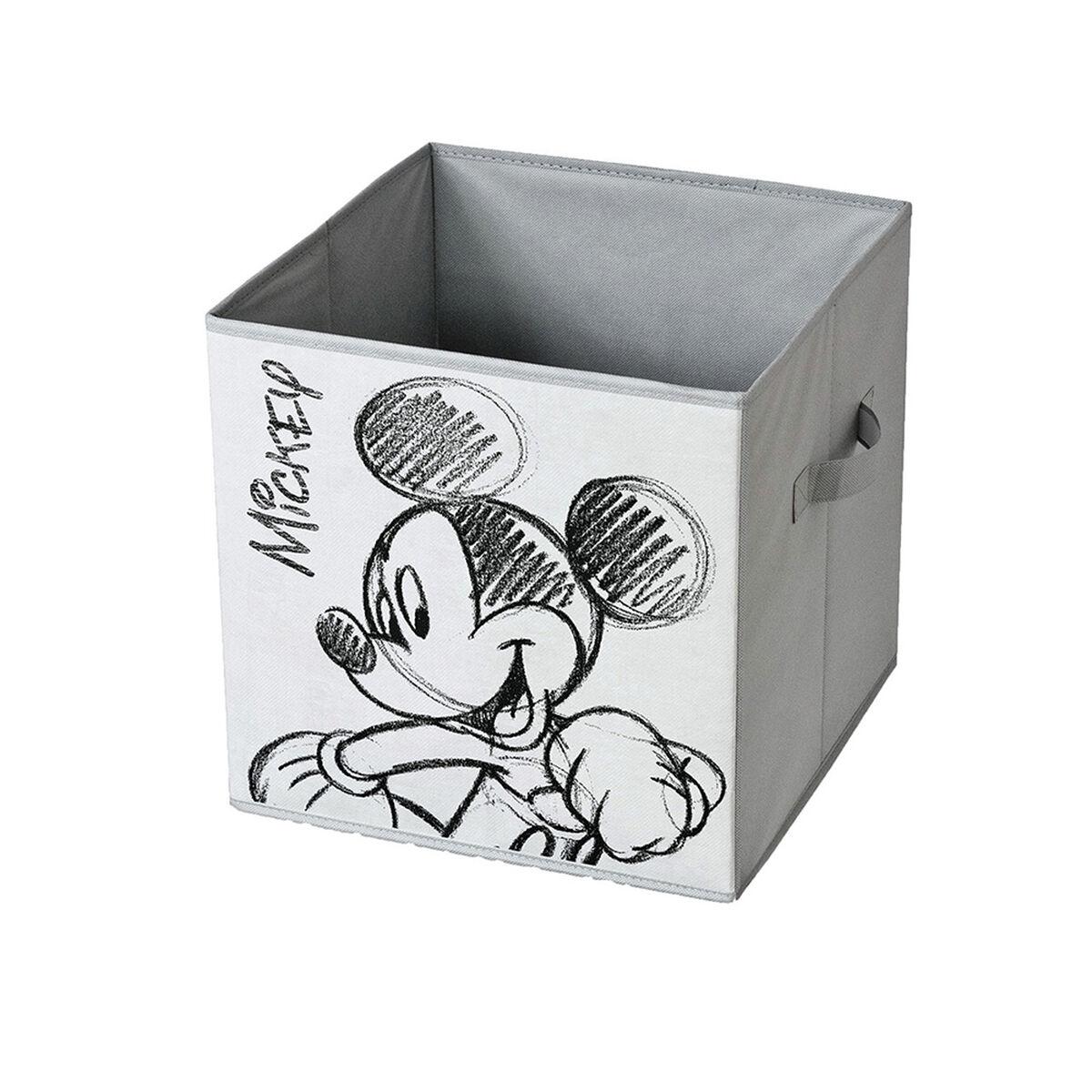 Domopak Living opbevaringskasse Mickey - lysegrå klæde, 32 × 32 × 32 cm, rektangulær