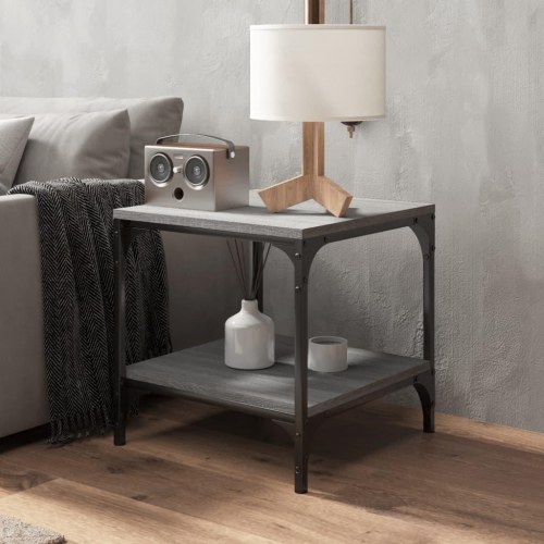 Sideborde sæt á 2 - 40×40×40 cm i grå sonoma-eg, konstrueret træ og stål