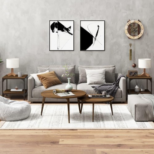 Sideborde 2 stk. - 40×40×40 cm i konstrueret træ, brun egetræsfarve