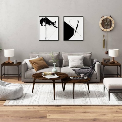 Sideborde i industrielt design - 2 stk., 40×40×35 cm, røget egetræsfarve