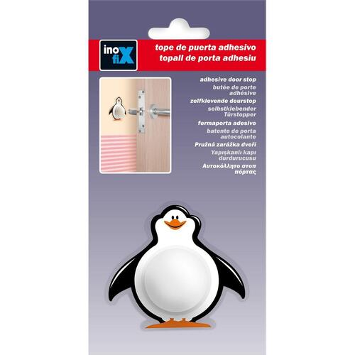 Dørstopper Inofix Døre Pingvin Lim Hvid/Sort PVC