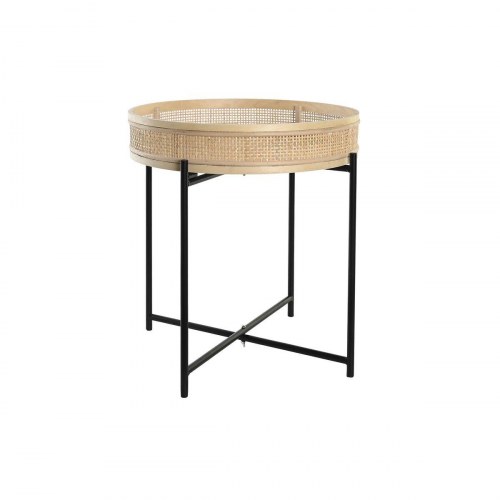 Urtepotte i metal og spanskrør, natur/sort - skandinavisk, 43 x 43 x 46 cm (sæt á 2)