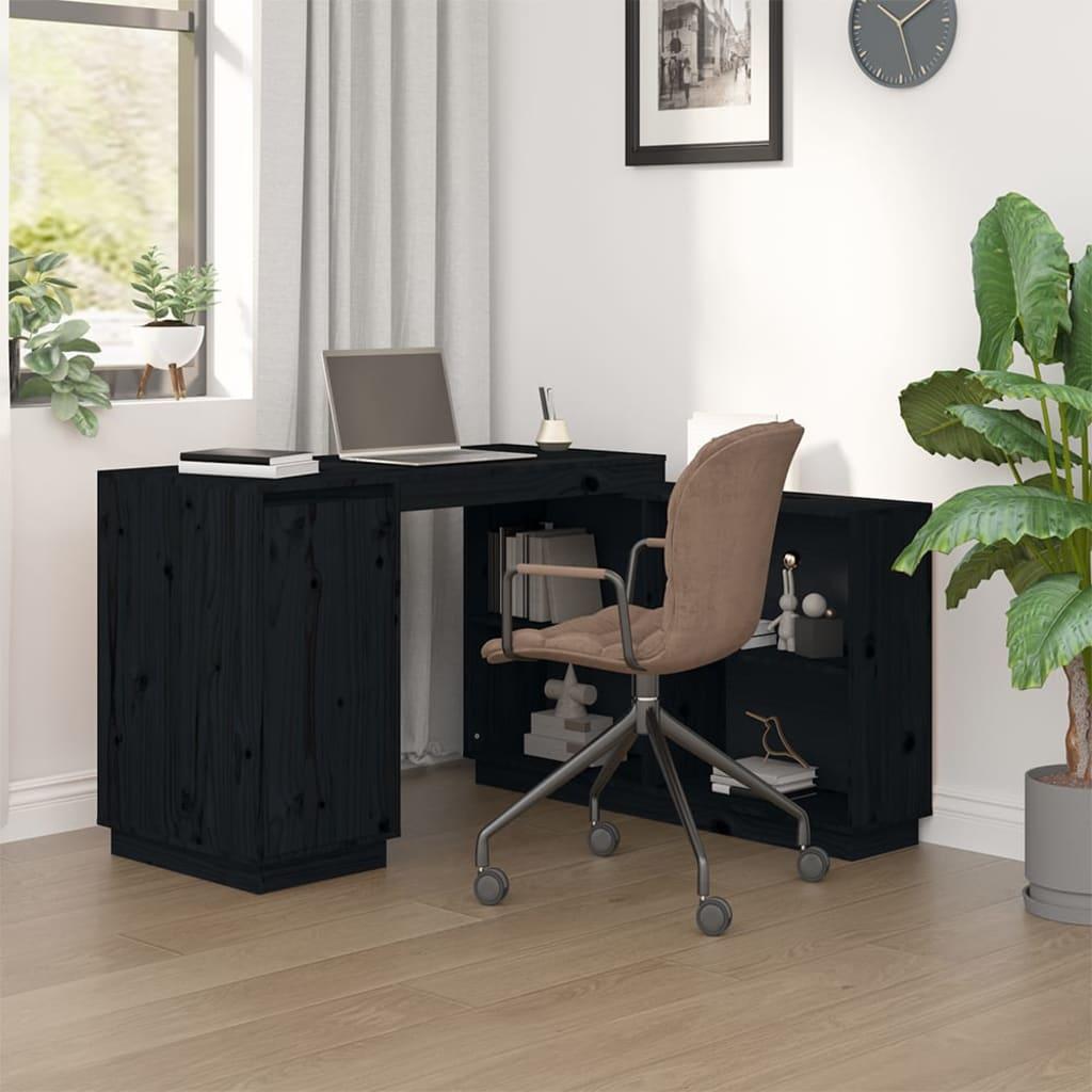 Skrivebord 110x50x75 Cm Massivt Fyrretræ Sort