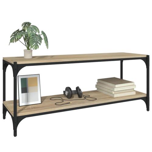 Tv-bord 100x33x41 cm konstrueret træ og stål sonoma-eg