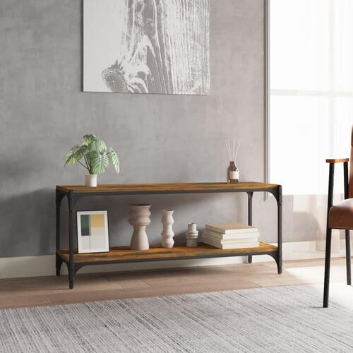 Tv-bord 100x33x41 cm konstrueret træ og stål røget egetræsfarve