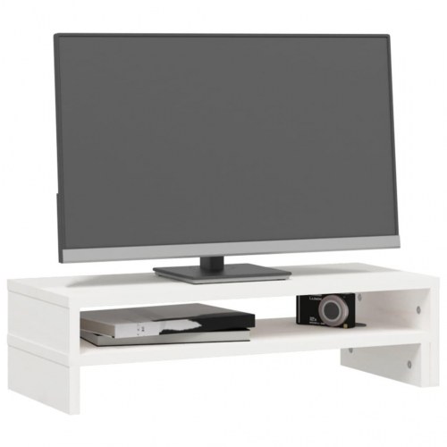 Skærmholder i massivt fyrretræ - justerbar (52-101) × 22 × 14 cm, hvid