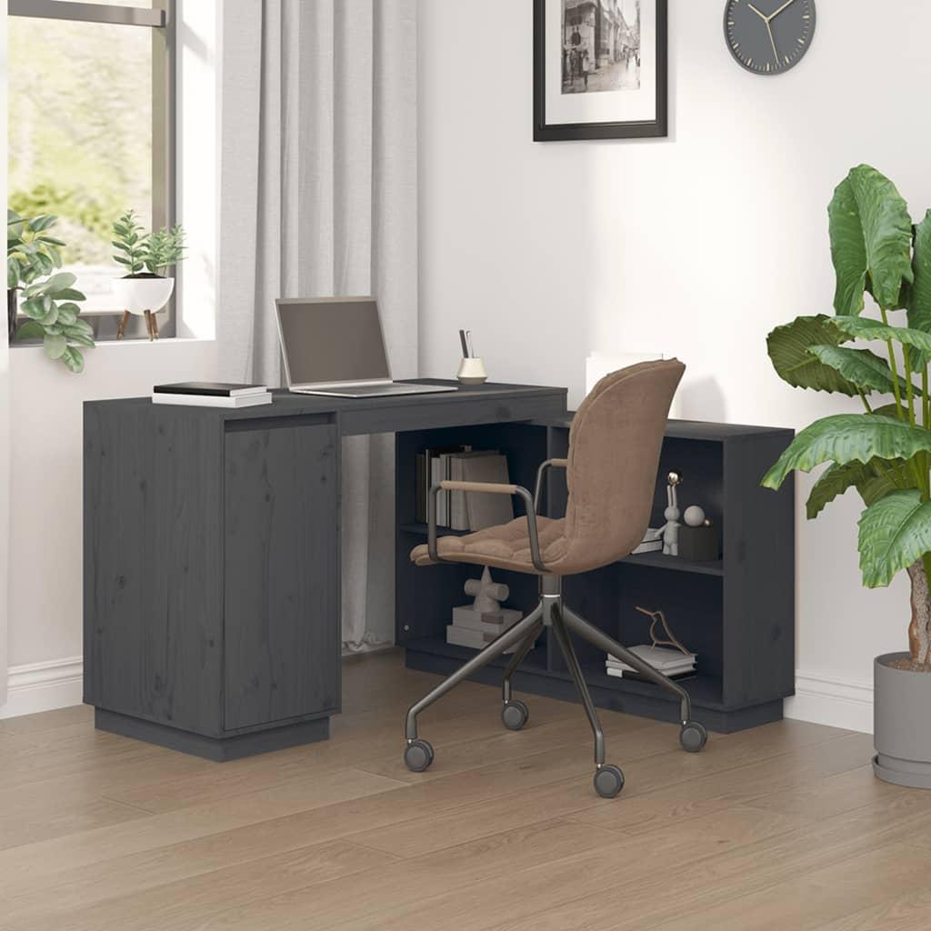 Skrivebord 110x50x75 Cm Massivt Fyrretræ Grå