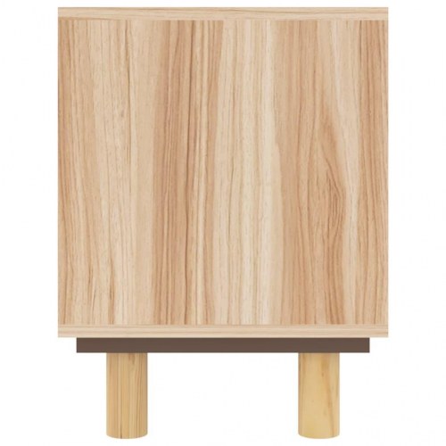 Tv-bord 80x30x40 cm massivt fyrretræ og naturlig rattan brun