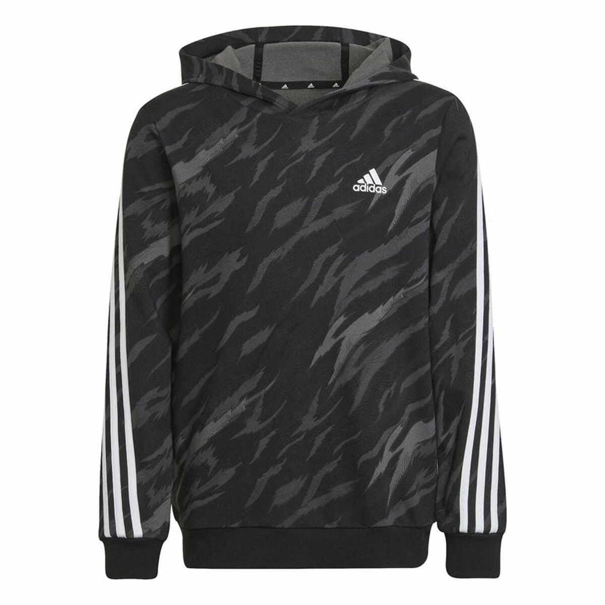 Hættetrøje Til Børn Adidas Stripes Sort