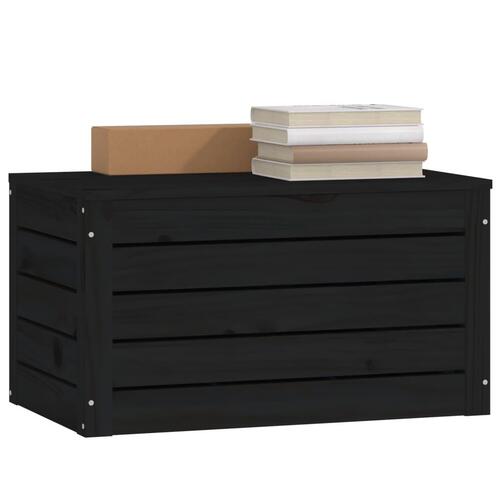 Opbevaringskasse 59,5x36,5x33 cm massivt fyrretræ sort