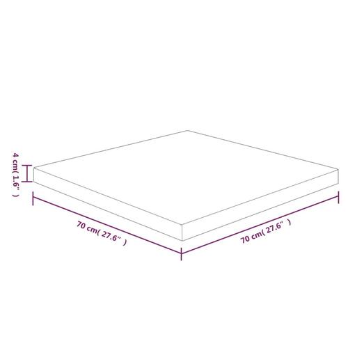 Firkantet bordplade 70x70x4 cm behandlet massivt eg lysebrun