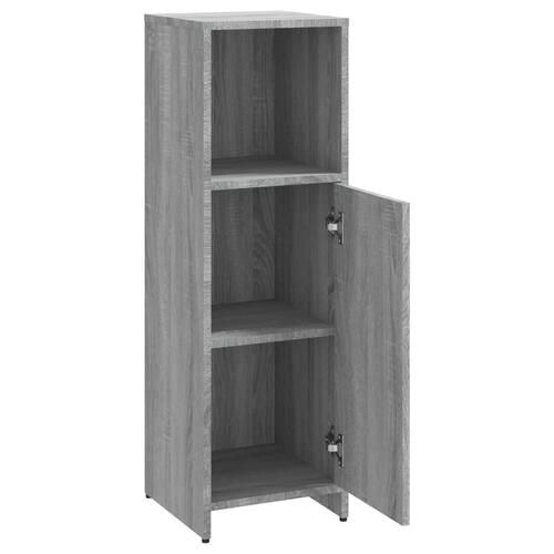 Badeværelsesskab 30x30x95 cm konstrueret træ grå sonoma-eg