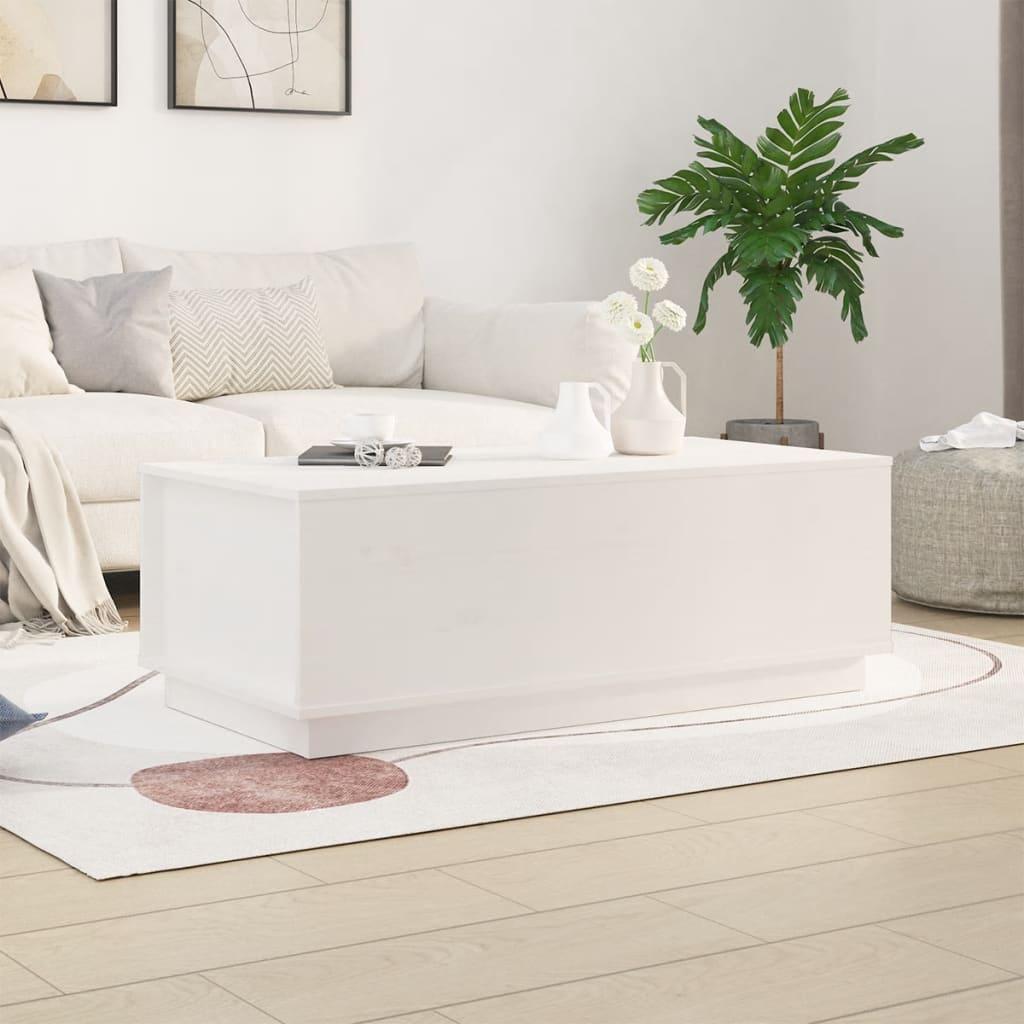 Sofabord 100x50x35 cm massivt fyrretræ hvid