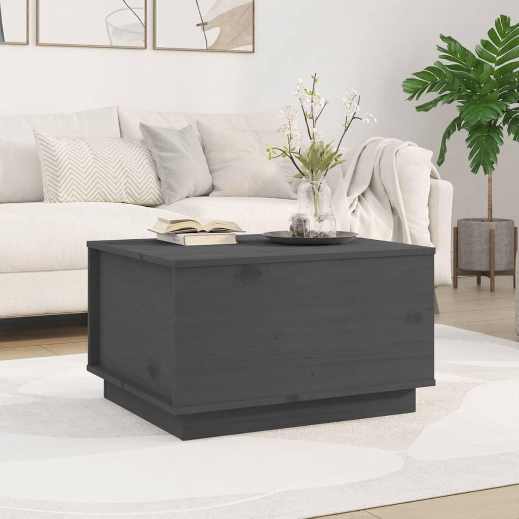 Sofabord 60x50x35 cm massivt fyrretræ grå billede