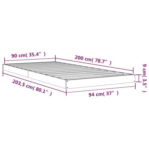 Sengeramme 90x200 cm i massivt fyrretræ - hvid