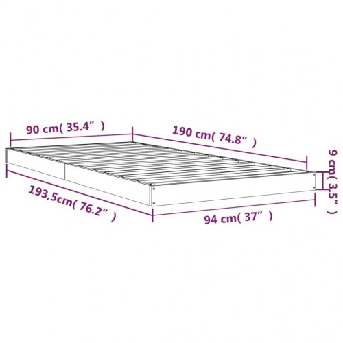 Sengeramme 90×190 cm i massivt fyrretræ - hvid