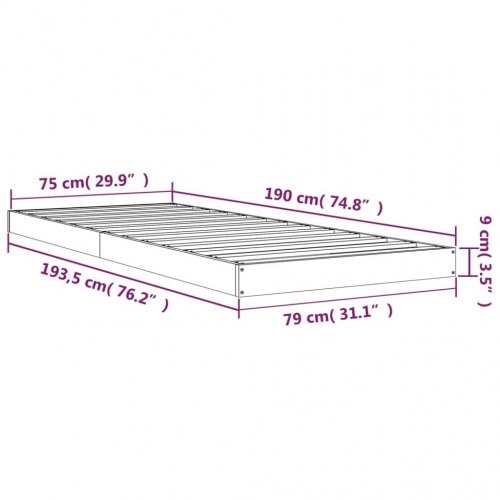 Sengeramme 75x190 cm Small Single massivt fyrretræ grå