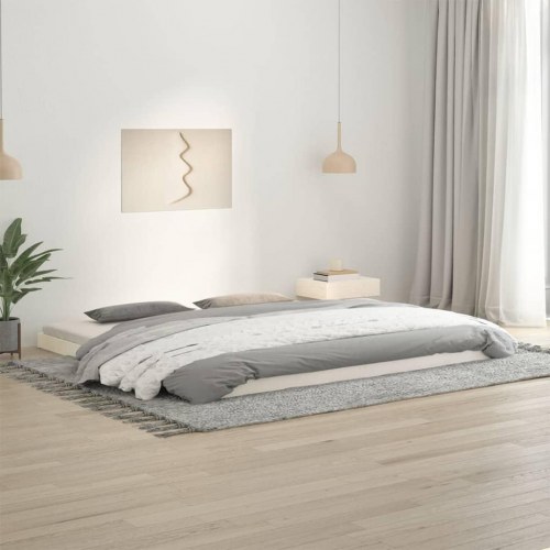 Sengeramme 200x200 cm i massivt fyrretræ - hvid