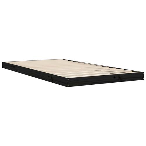 Sengeramme 100x200 cm massivt fyrretræ sort
